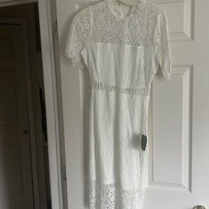 White midi floral lace dress